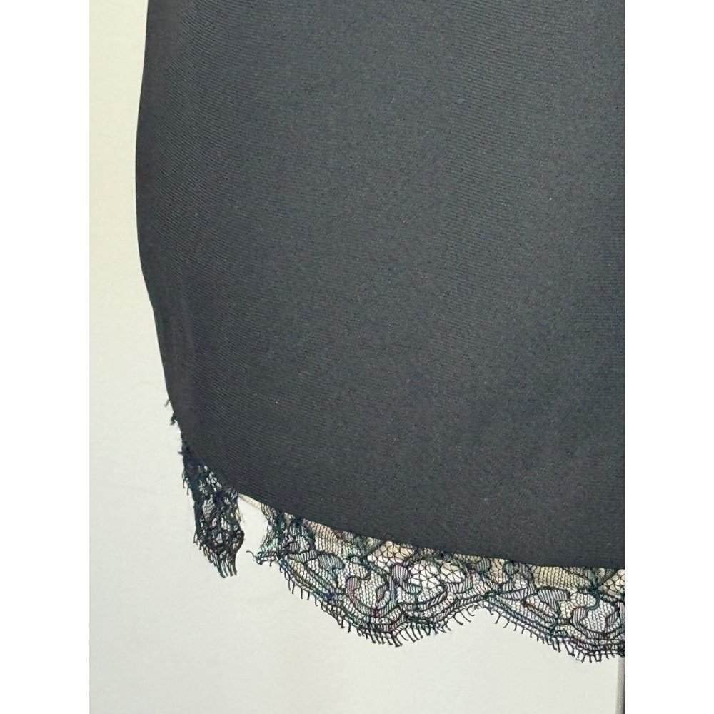 Sandro Black Crew Neck Short Sleeve Lace Trim Exposed Zipper Blouse Size 0‎ - Picture 9 of 12